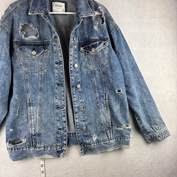Mudd Y2K Denim Jacket Men's Medium Grunge Distressed Blue Jean 100% Cotton 2020 - Picture 3 of 10